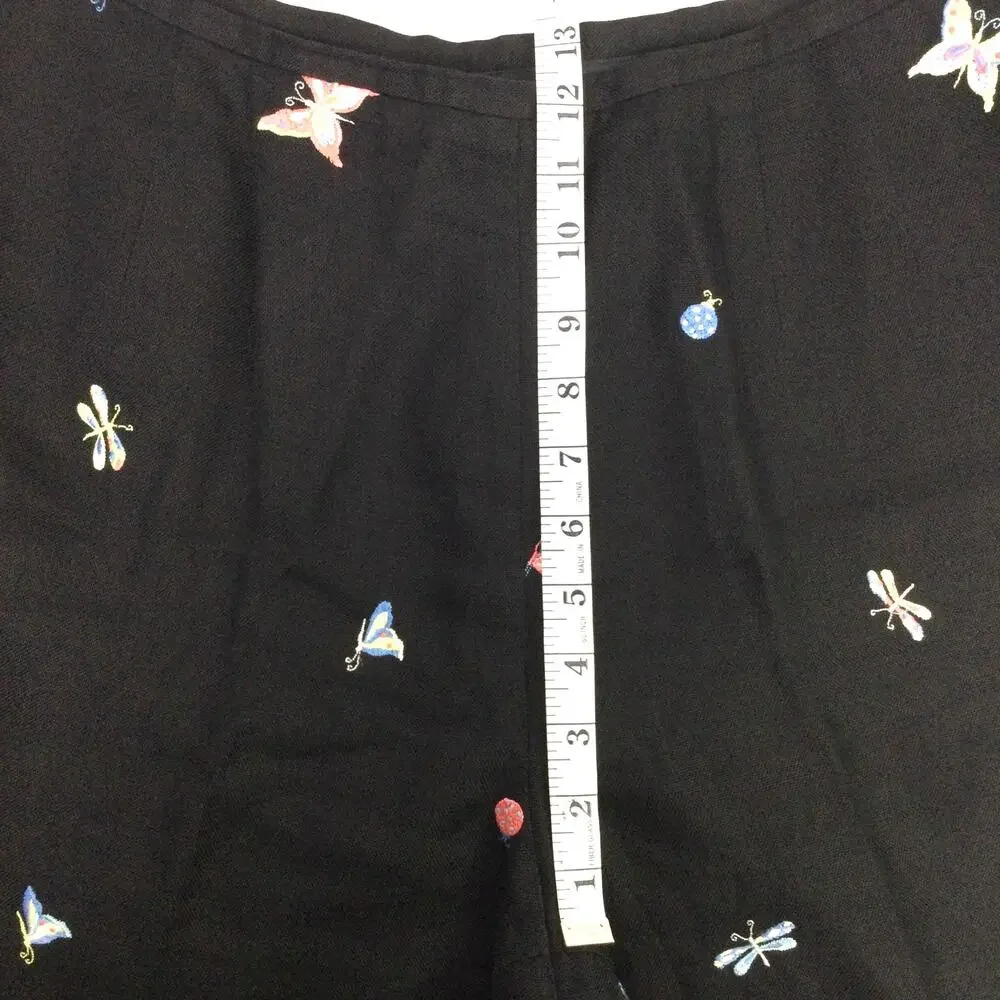 Talbots 90s Whimisgoth Artsy Linen Embroidered Nature Retro High Rise Pant 12